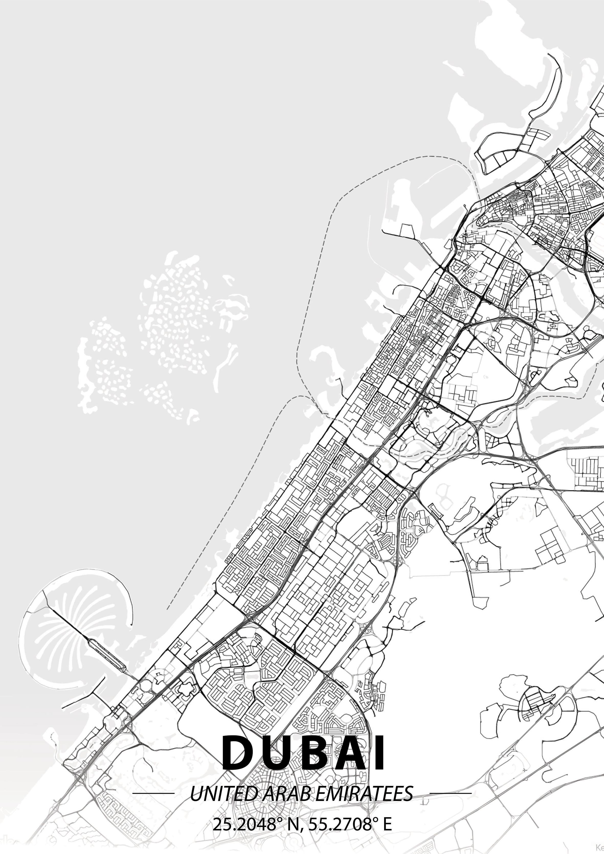 Dubai Minimalist Map metal poster artwork